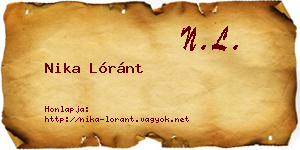 Nika Lóránt névjegykártya